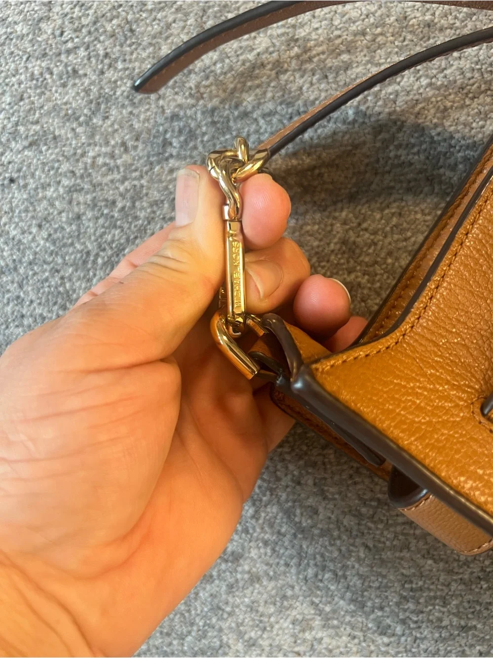 Michael Kors Chestnut Pebbled Leather Shoulder Bag with Gold Tone Hardware